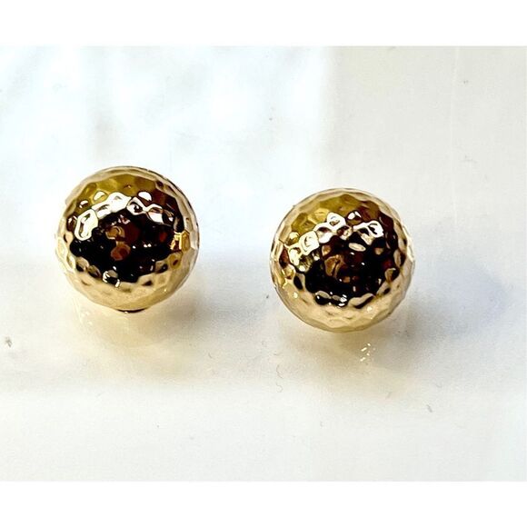 14k Gold Omega Clip 12mm Hammered Non-pierced Earrings - Picture 5 of 10